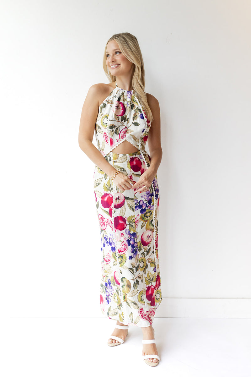 fruit cut-out maxi dress