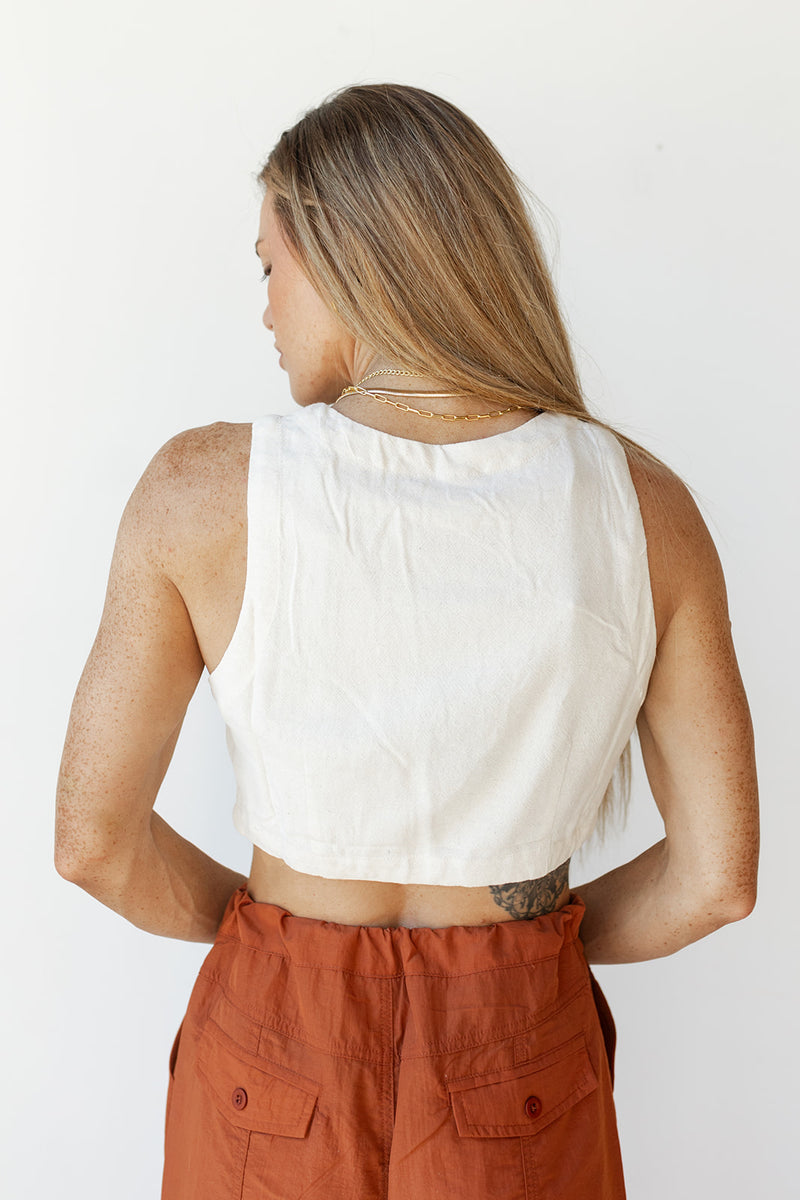 lilith linen crop vest