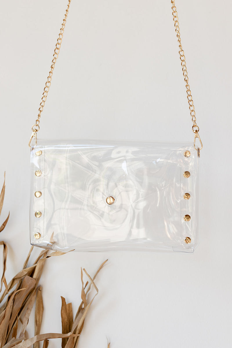 studded clear envelope bag