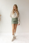 cargo denim mini skirt