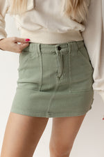 cargo denim mini skirt