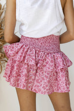 lola floral smocked mini skirt