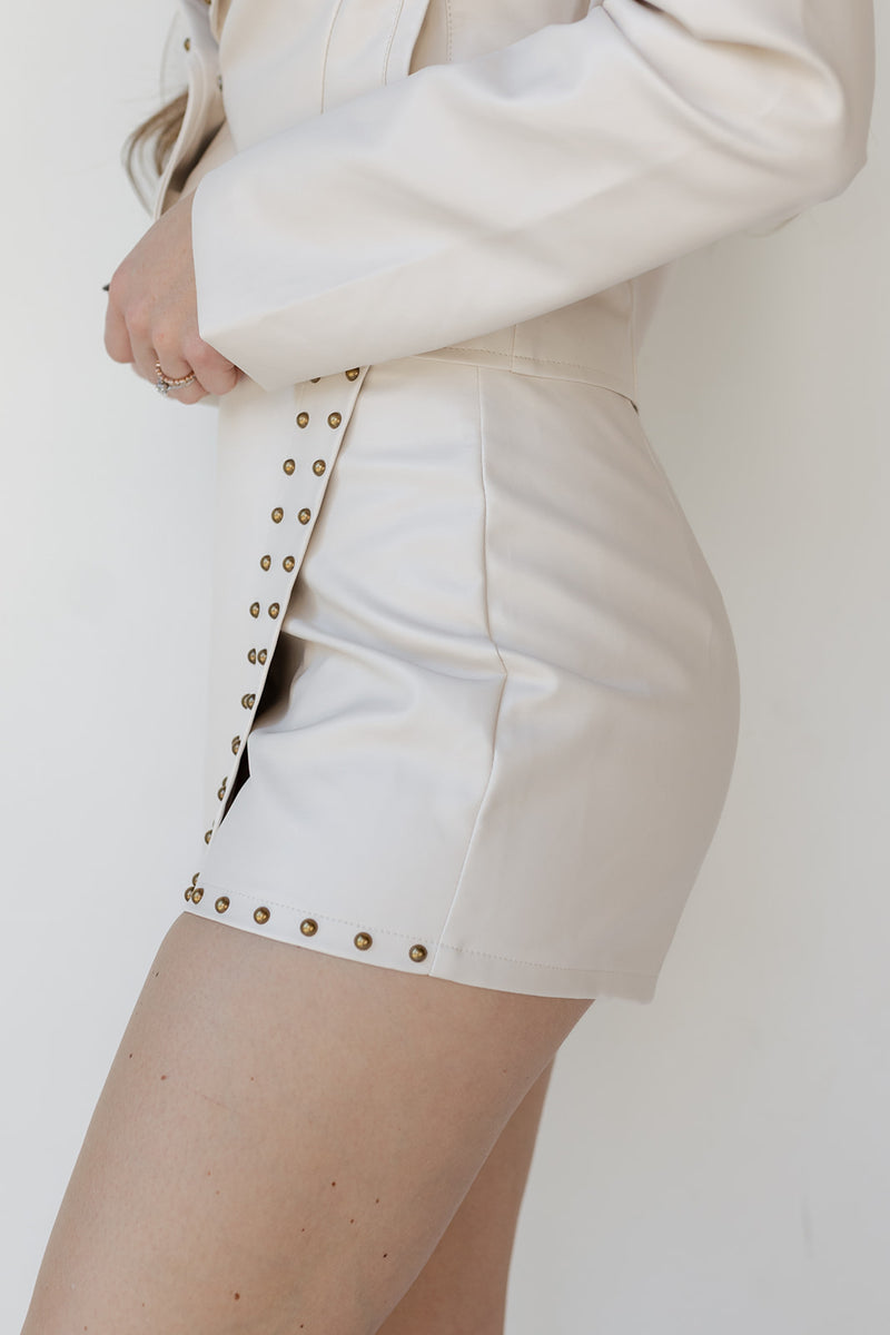 liv leather & stud skort