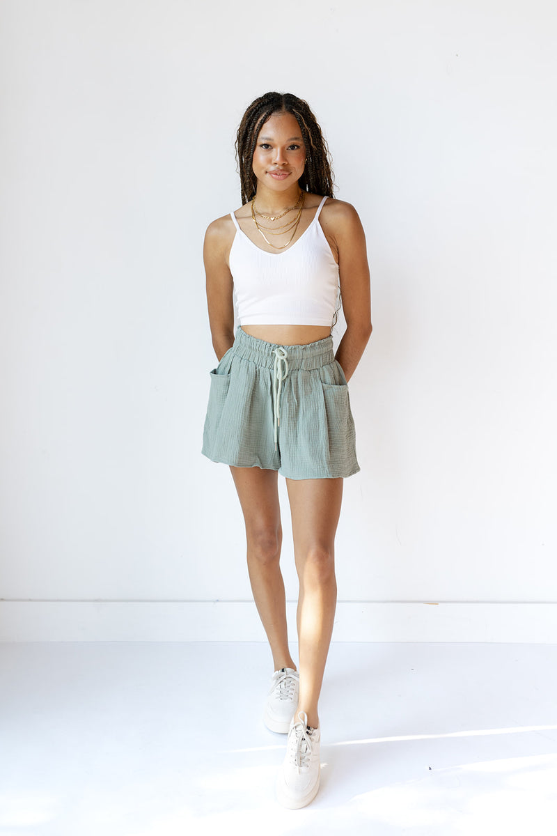 gauze pocket shorts