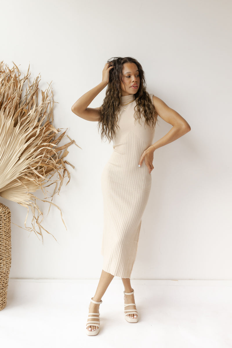 malani ribbed slit dress