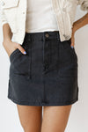 cargo denim mini skirt