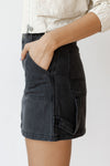 cargo denim mini skirt