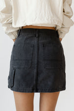 cargo denim mini skirt