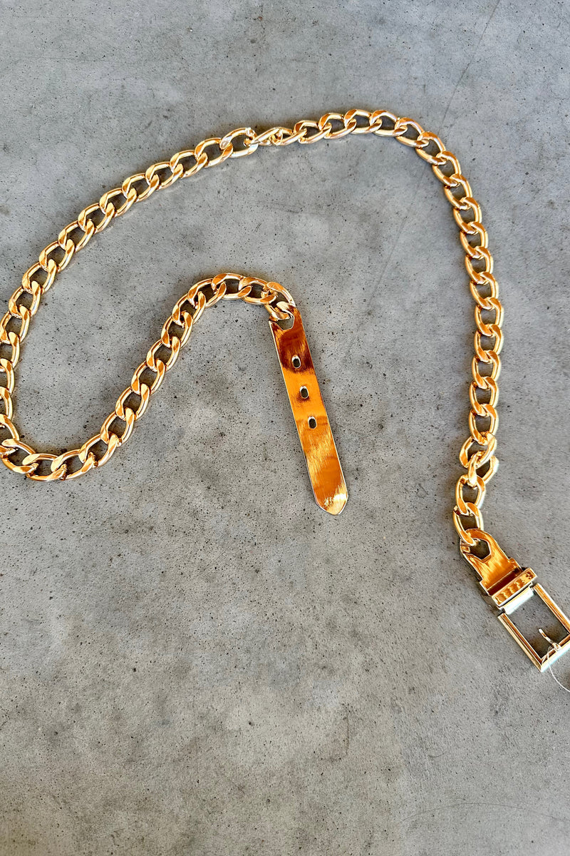 gold buckle chain belt