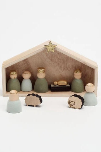 flocked nativity set