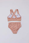 mode, poppy striped bikini