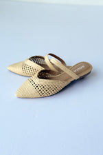 woven raffia pointed toe flats