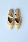 woven raffia pointed toe flats