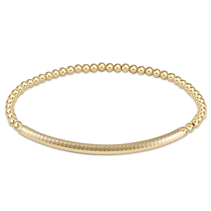 classic gold 3mm bead bracelet - bliss bar textured