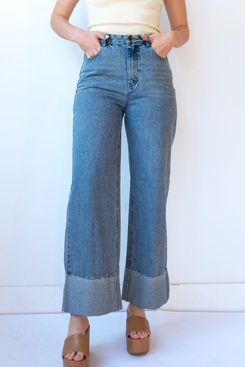 metro cuff wide leg jeans