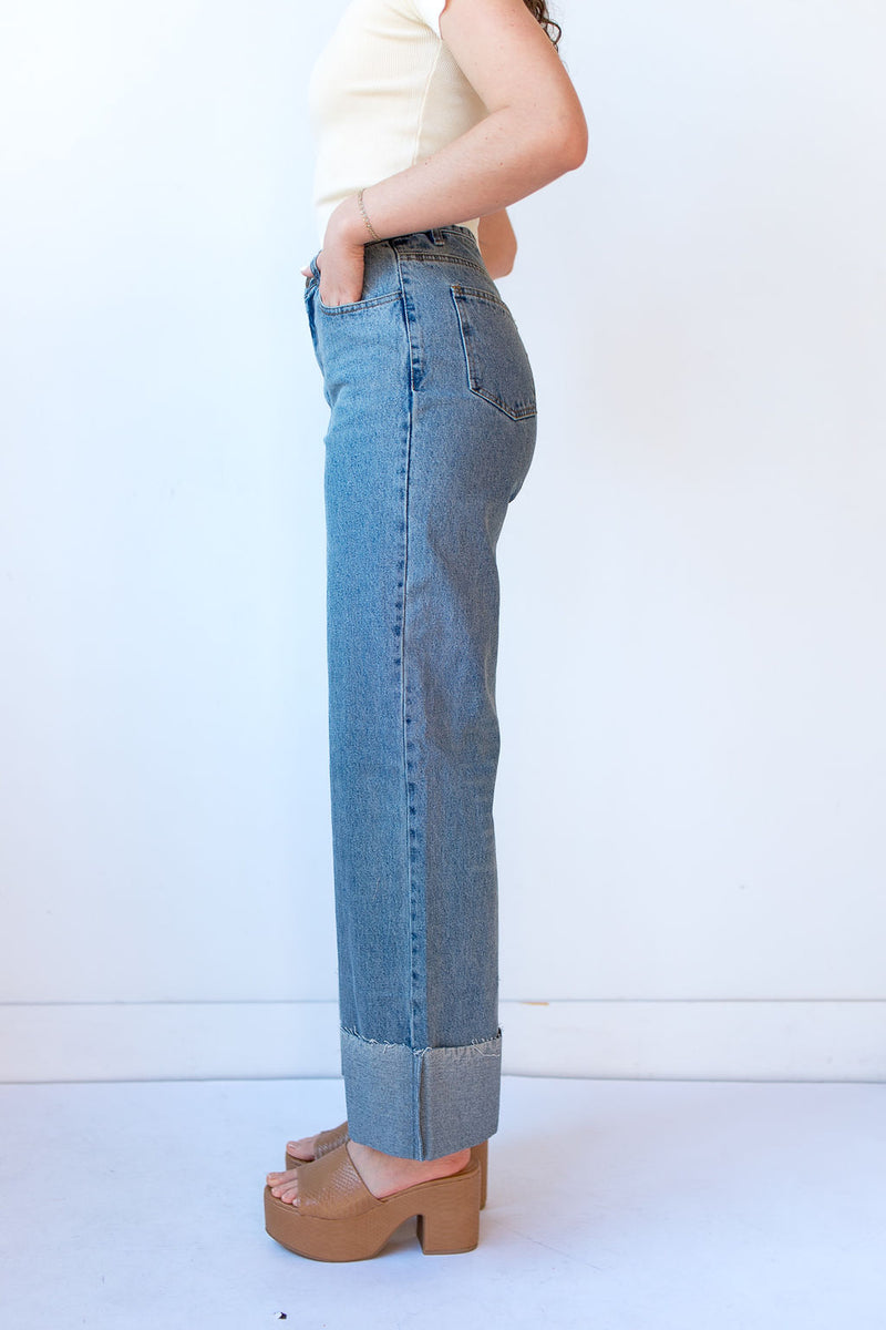 metro cuff wide leg jeans