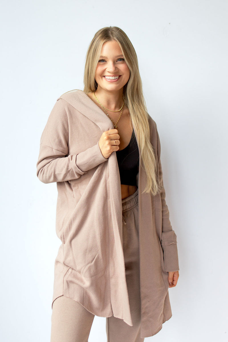 longline hoodie cardigan