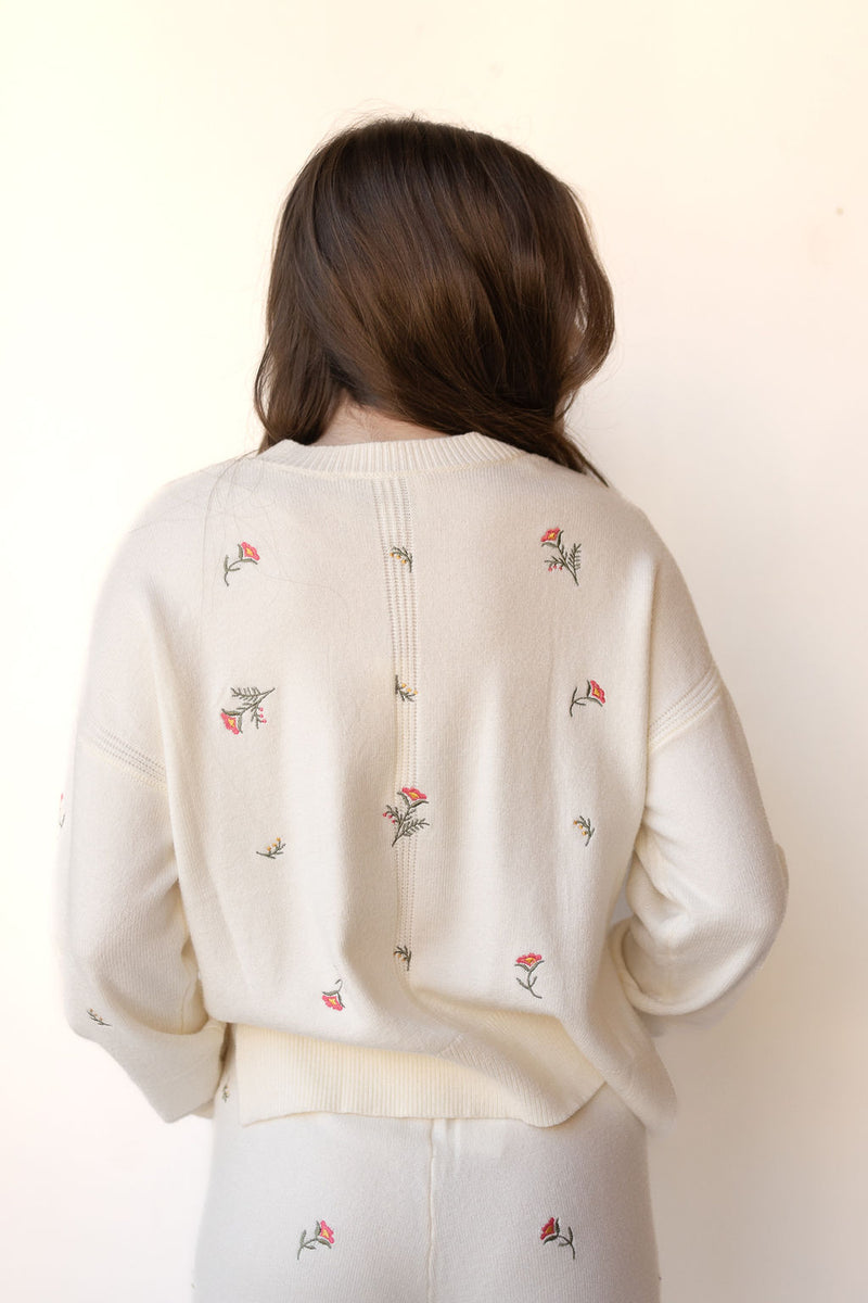 collins embroidered knit sweater