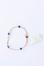 signature cross small gold pattern 2mm bead bracelet