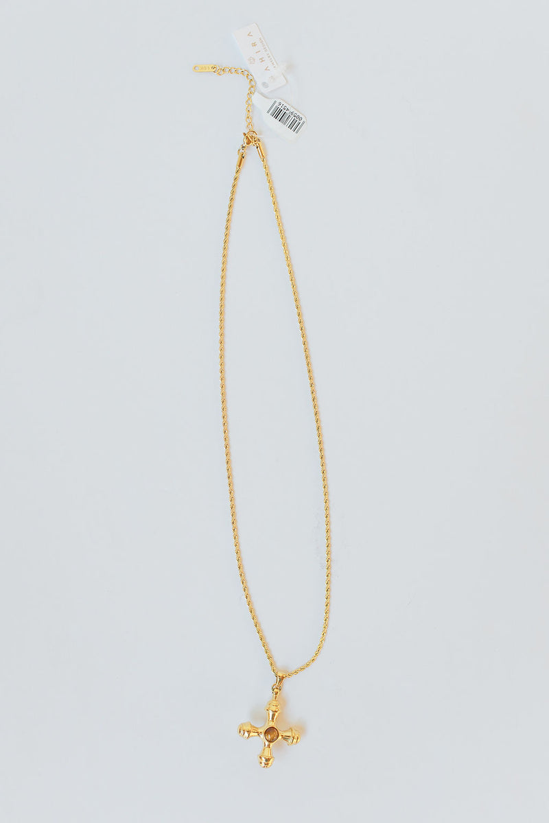 ophelia  cross necklace - brown