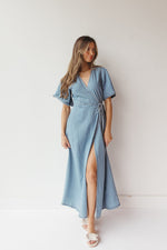 boheme denim wrap dress