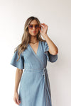 boheme denim wrap dress