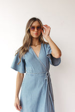 boheme denim wrap dress