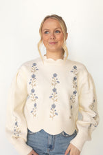 estelle floral scallop sweater