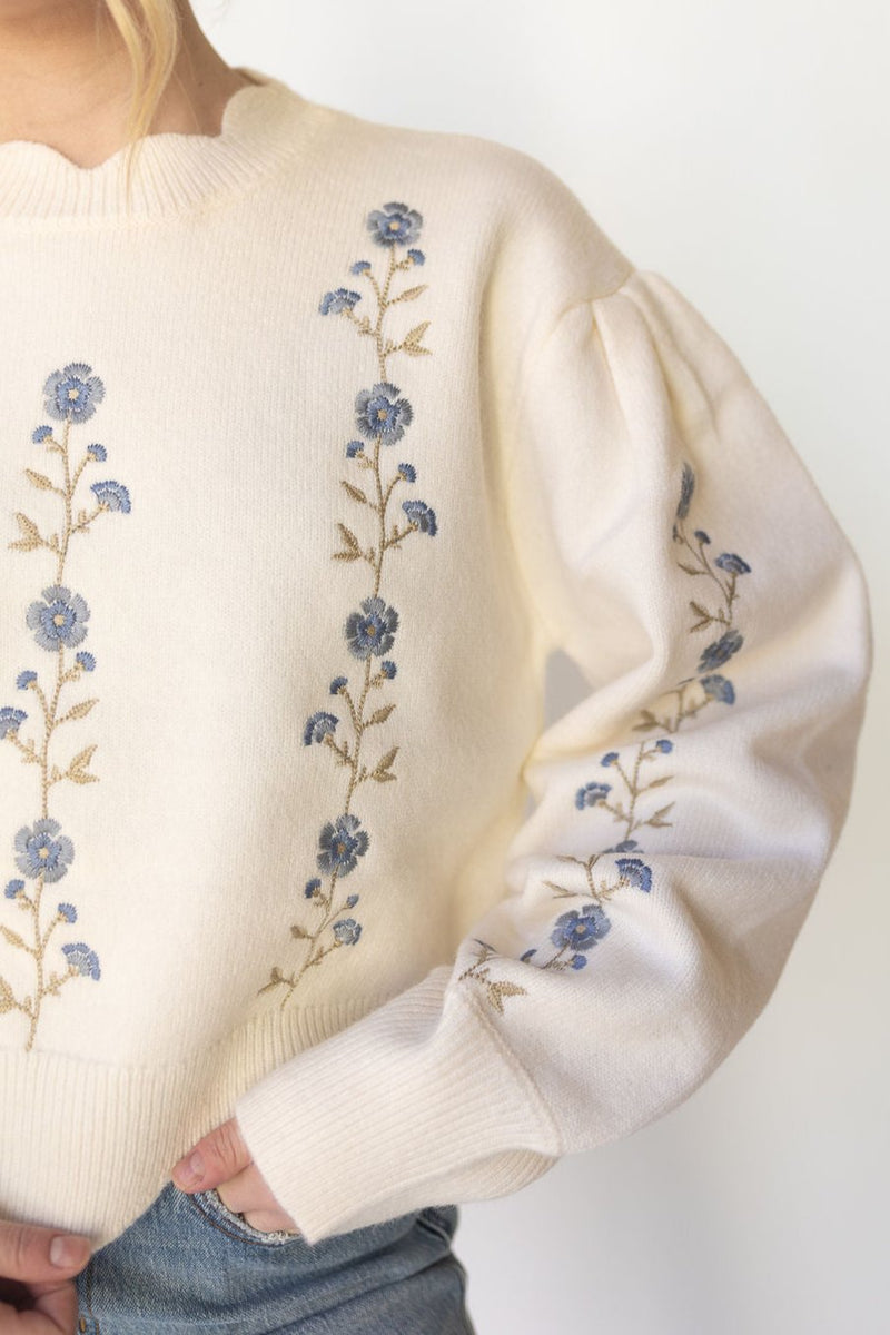 estelle floral scallop sweater