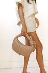 lizbeth woven knot clutch