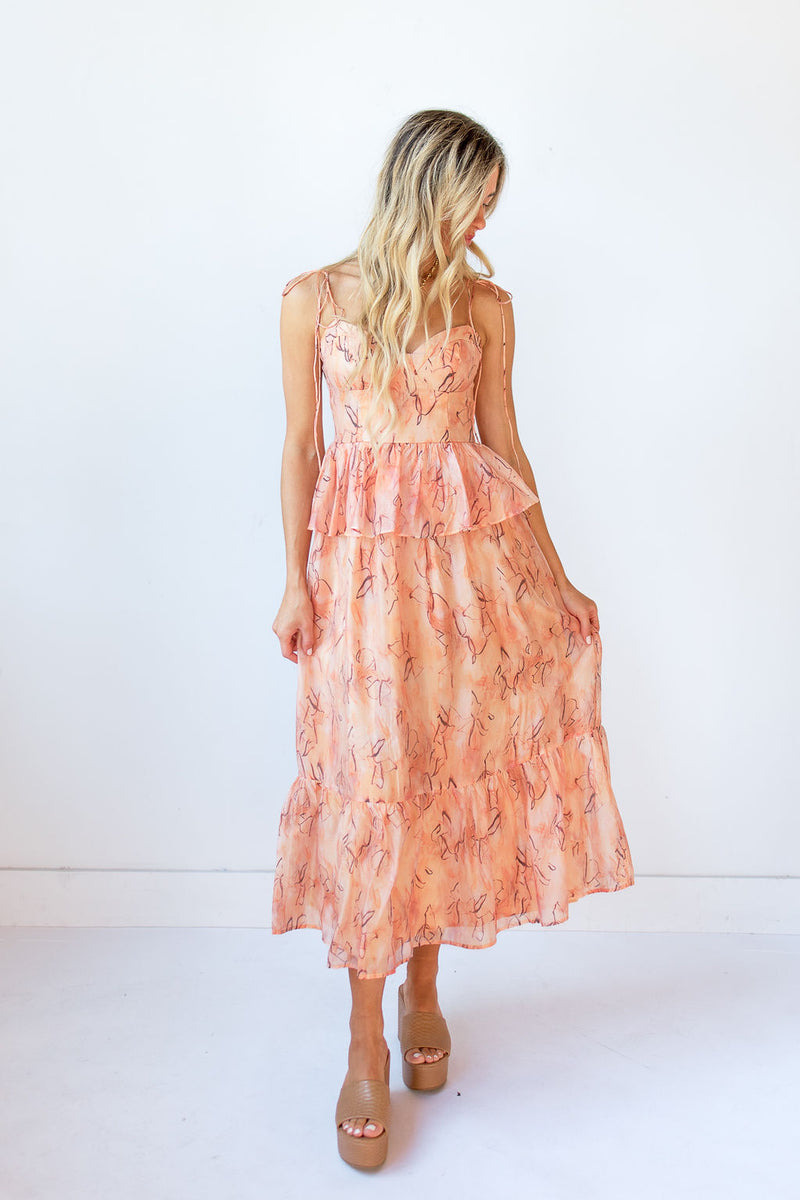 dalla ruffle midi dress