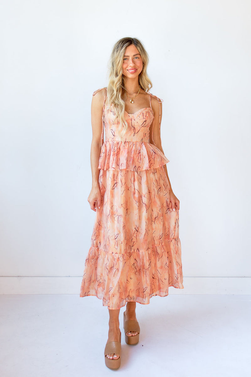 dalla ruffle midi dress