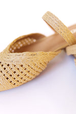 woven raffia pointed toe flats