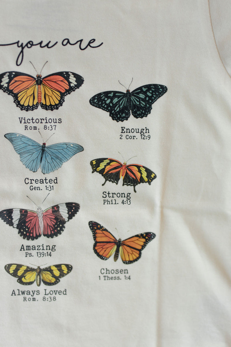 you are, butterfly affirmations tee