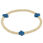 signature cross gold pattern 3mm bead bracelet