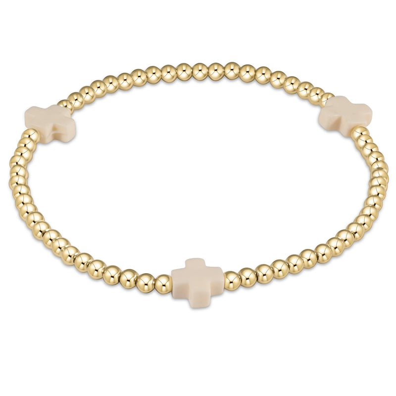 signature cross gold pattern 3mm bead bracelet