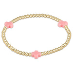 signature cross gold pattern 3mm bead bracelet