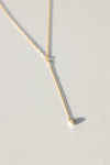 dainty pearl lariat necklace