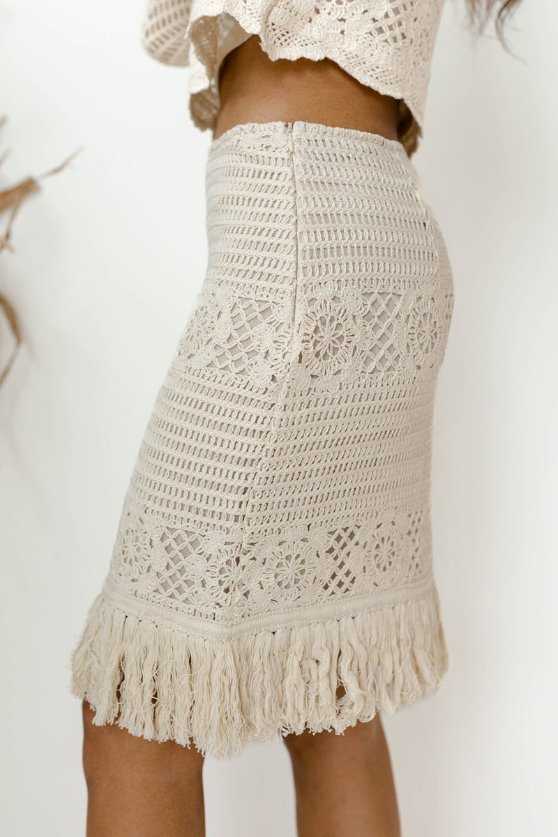 mode, stevie fringe skirt