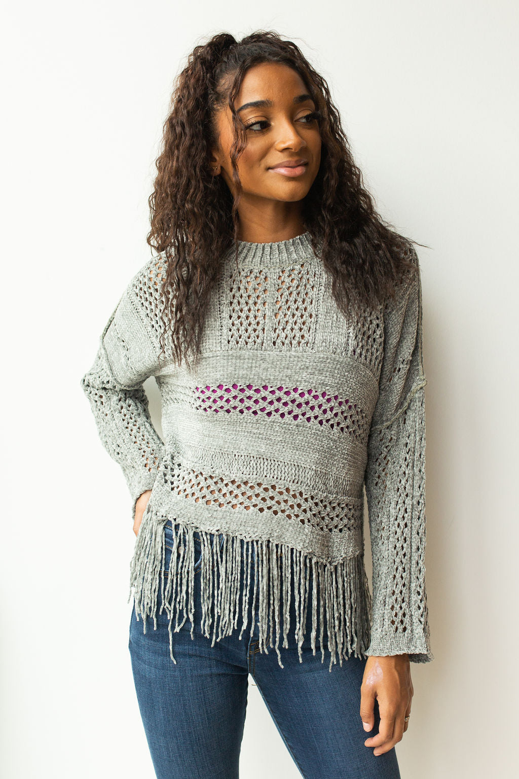 Fringe sale hem sweater