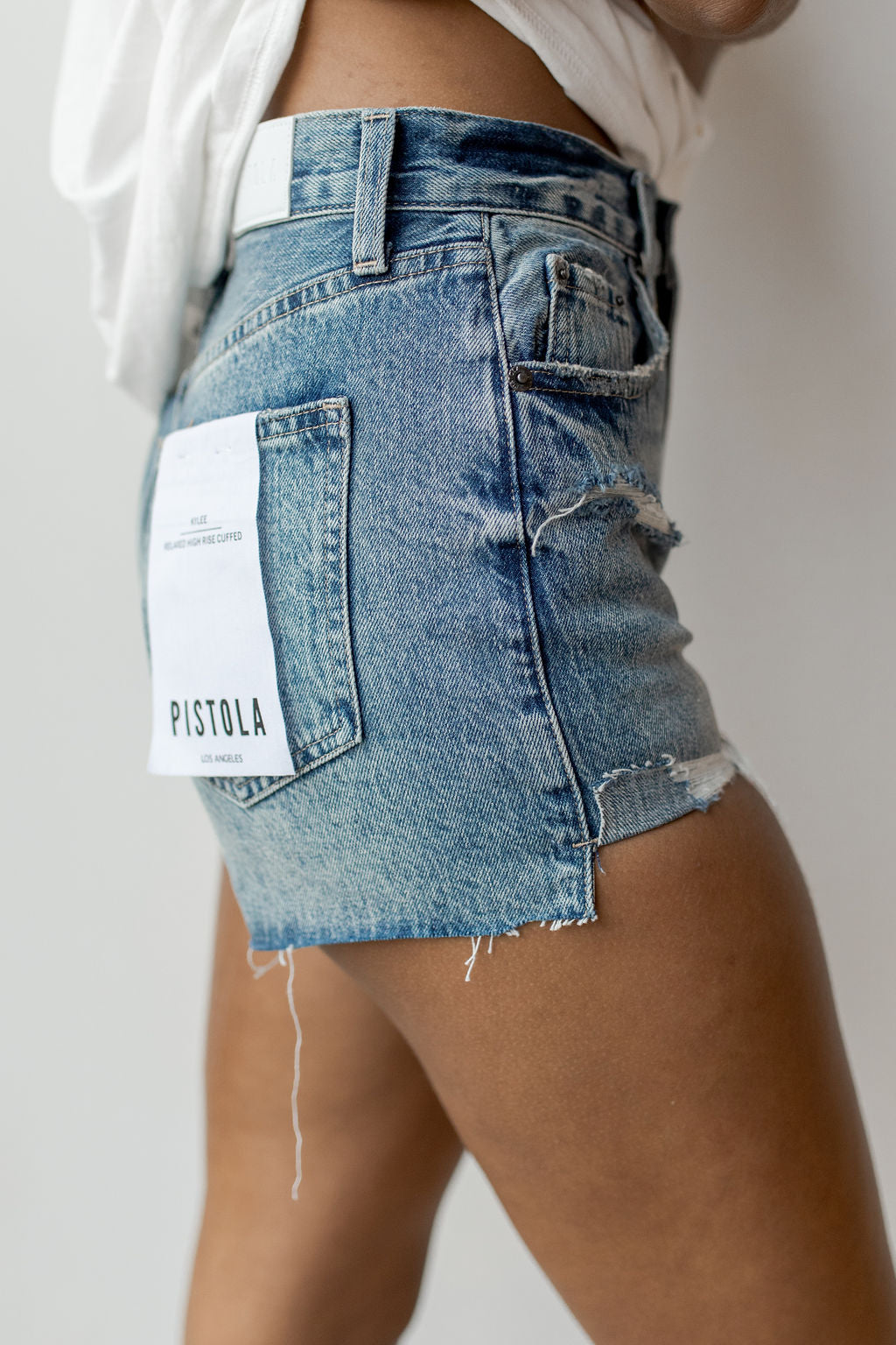 High Rise Cuffed Denim Shorts