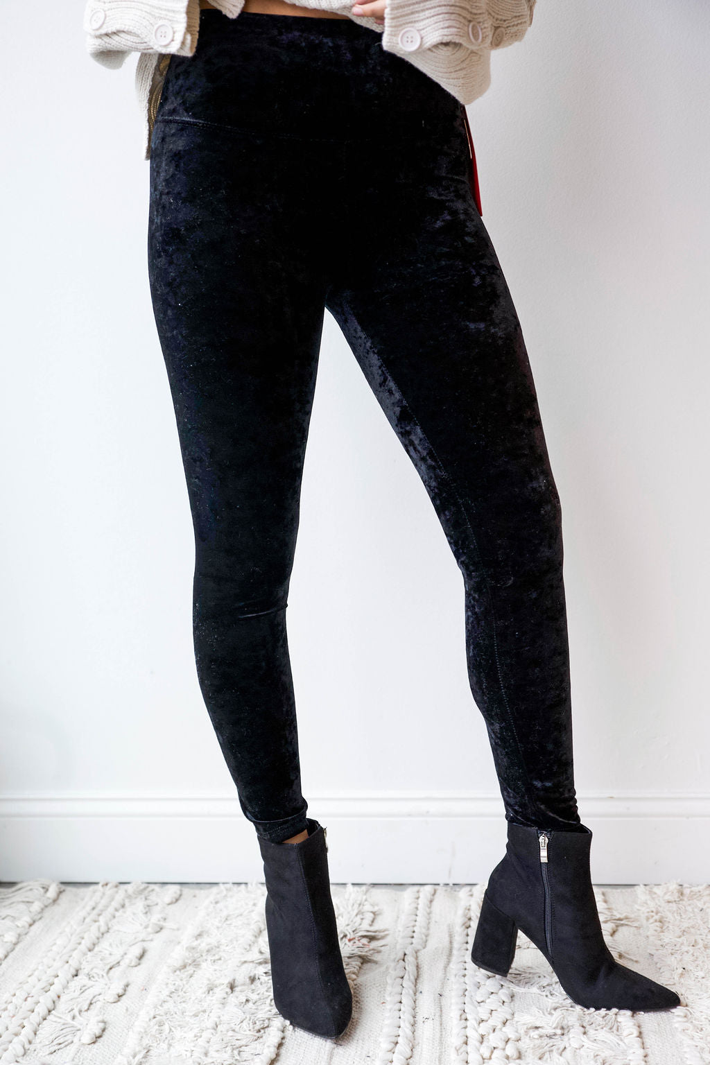 high waist velvet crush leggings