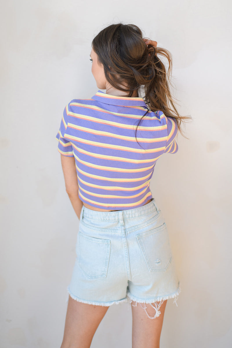 mode, stripe back at ya crop top