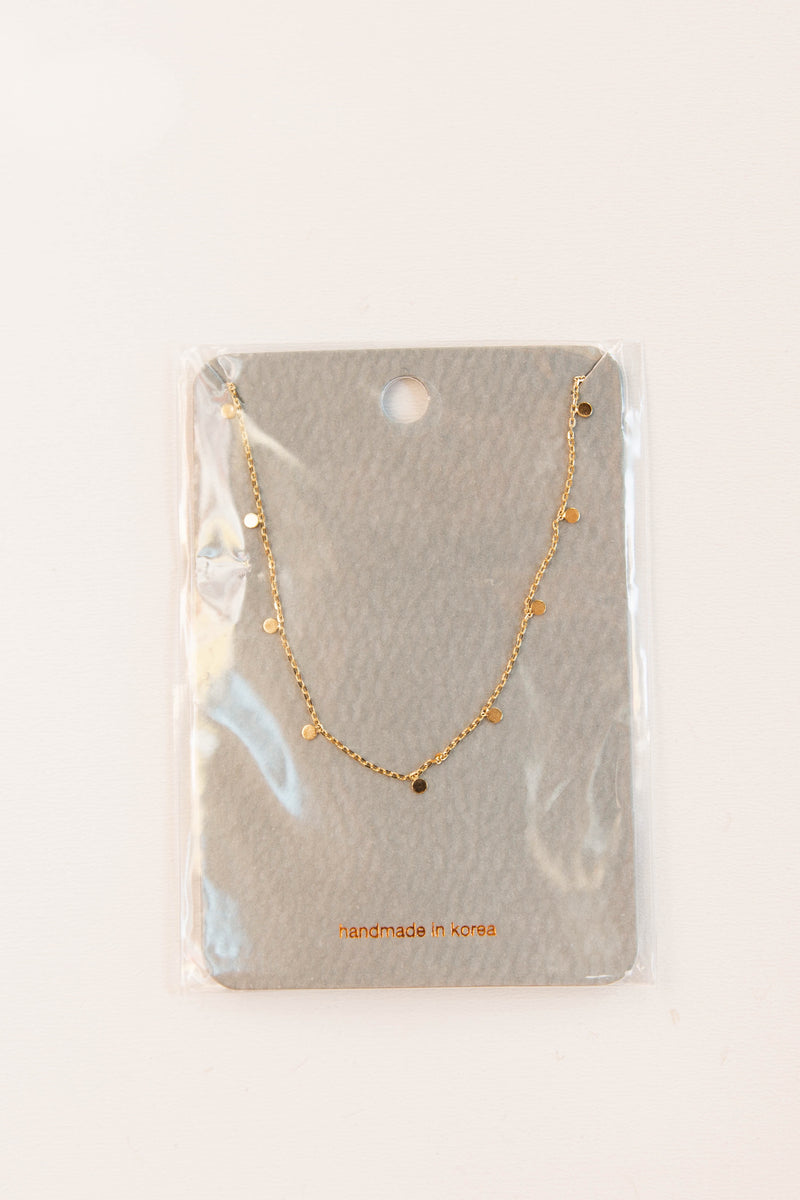 mode, dainty solid circle drops necklace