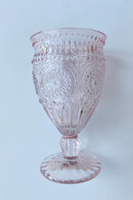 pink vintage wine goblet